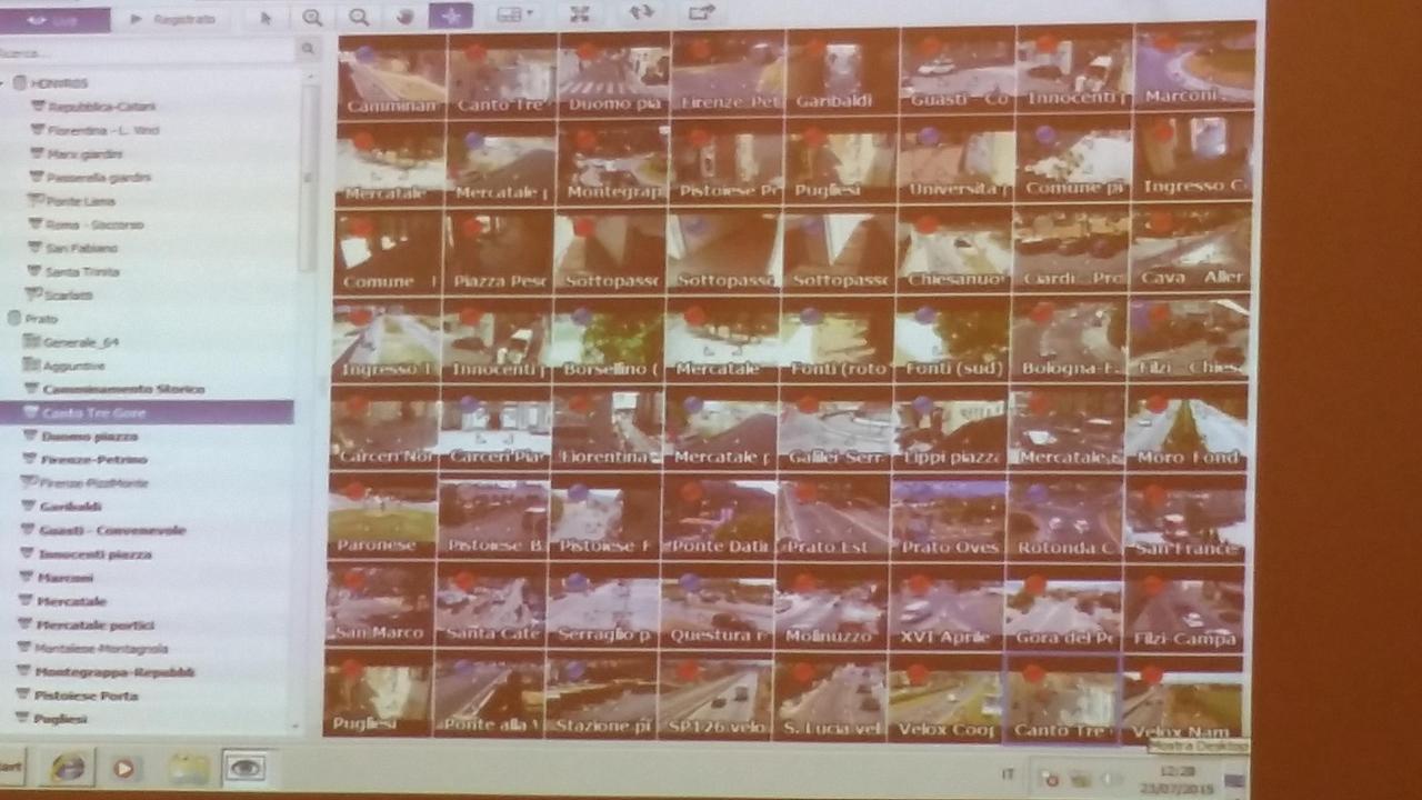 Gli oltre ottanta monitor sui quali arrivano h24 le immagini delle telecamere