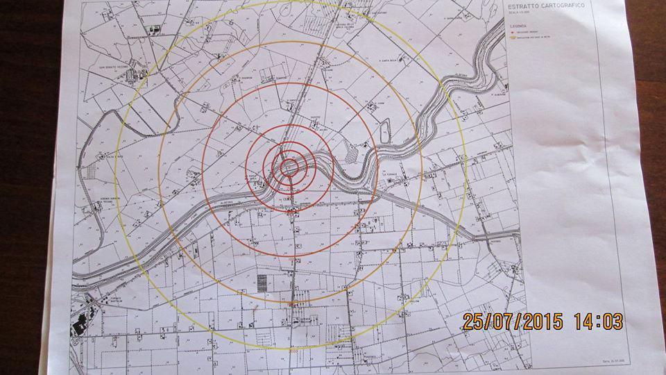 La mappa della zona interessata dall'evacuazione