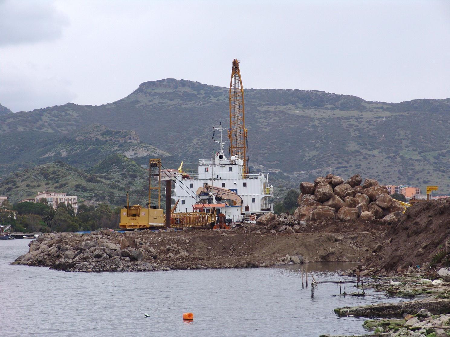Il cantiere per i lavori a Capu d'Aspu