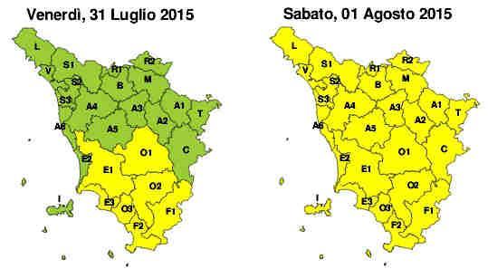 Le previsioni del tempo in Toscana 