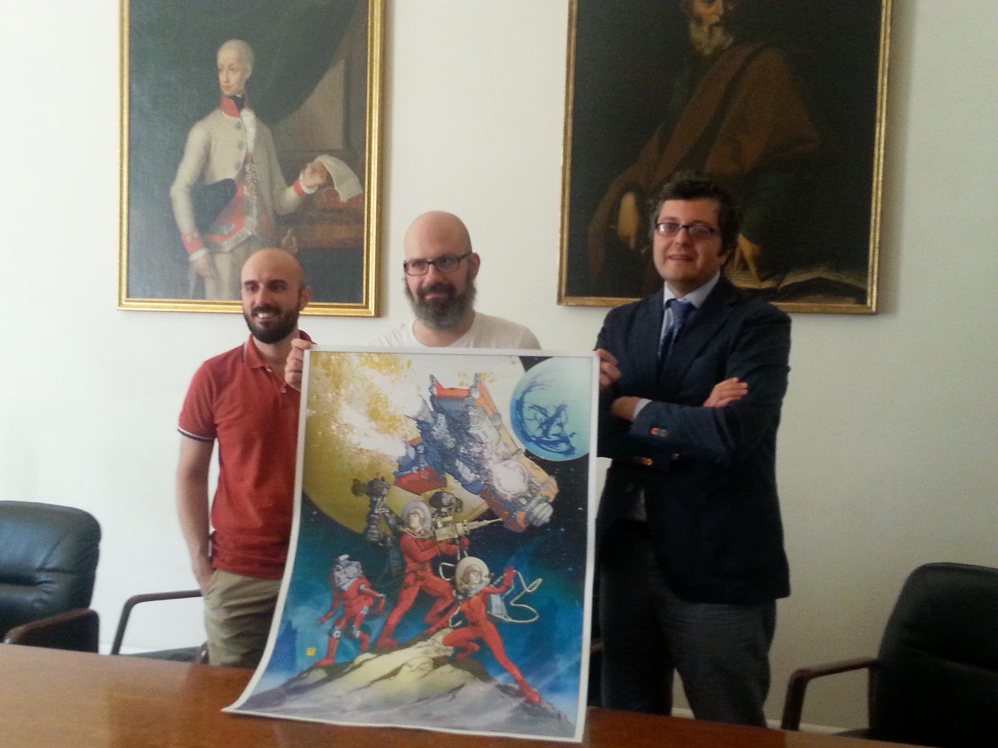 Leonardo Borsacchi, Maurizio Toccafondi presidente di Più Prato, l'assessore alla cultura Simone Mangani