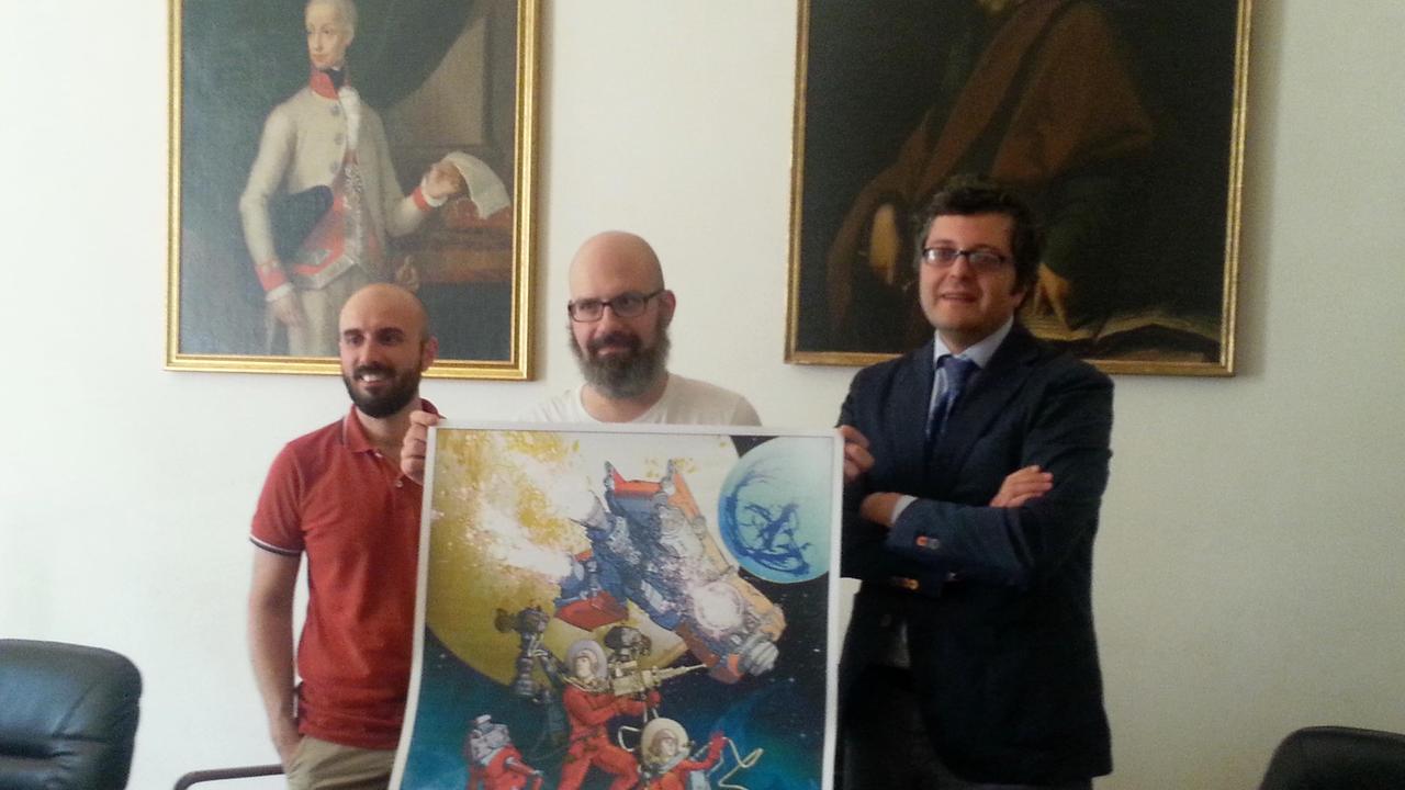 Leonardo Borsacchi, Maurizio Toccafondi presidente di Più Prato, l'assessore alla cultura Simone Mangani