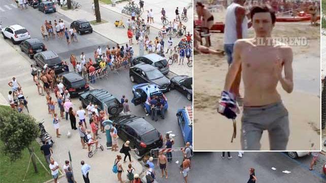 Il punto dove è stato arrestato uno dei banditi e nel riquadro il malvivente ripreso dal filmato amatoriale