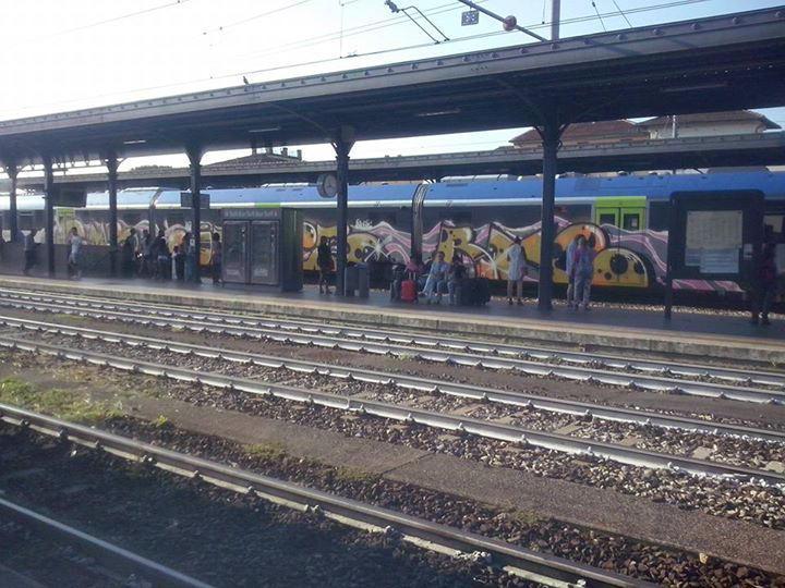 Il treno ricoperto di graffiti