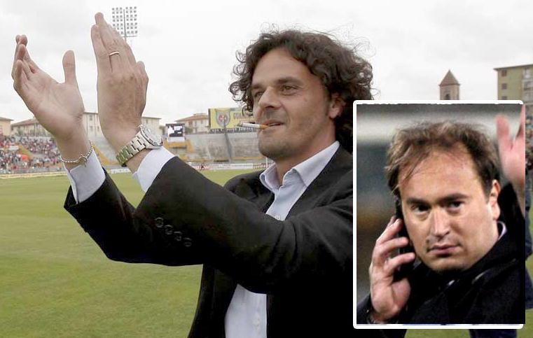 Gli ex presidenti del Pisa Leonardo Covarelli e, nel riquadro, Luca Pomponi