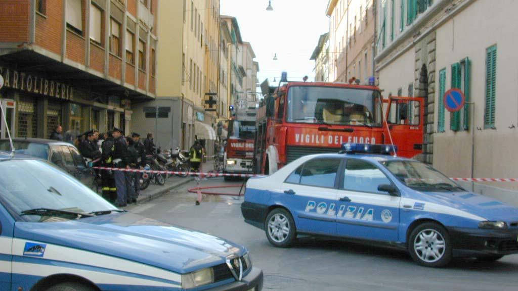 I vigili del fuoco in corso Mazzini
