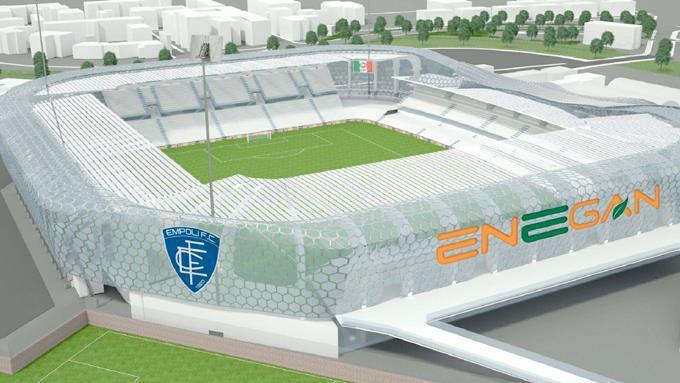 Il rendering del nuovo stadio Castellani