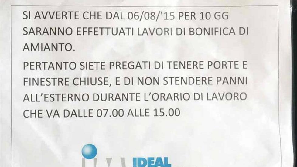 Bonifica dell’amianto: cominciano i lavori