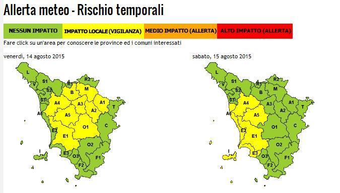 Ferragosto con la pioggia, "allerta gialla" sulla costa Toscana