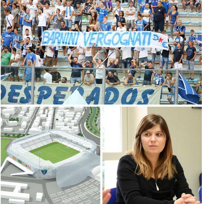 Cori e striscioni contro il sindaco per la bocciatura del nuovo stadio 