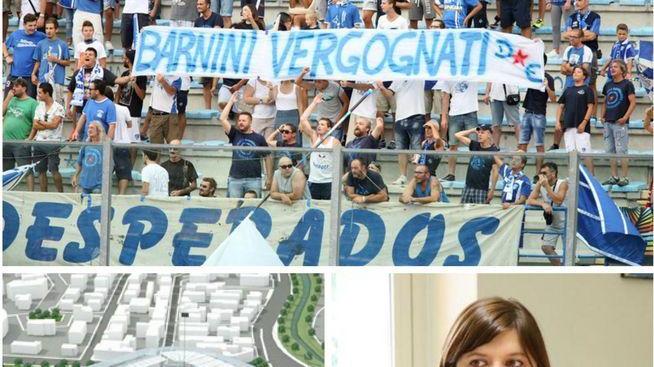 Cori e striscioni contro il sindaco per la bocciatura del nuovo stadio