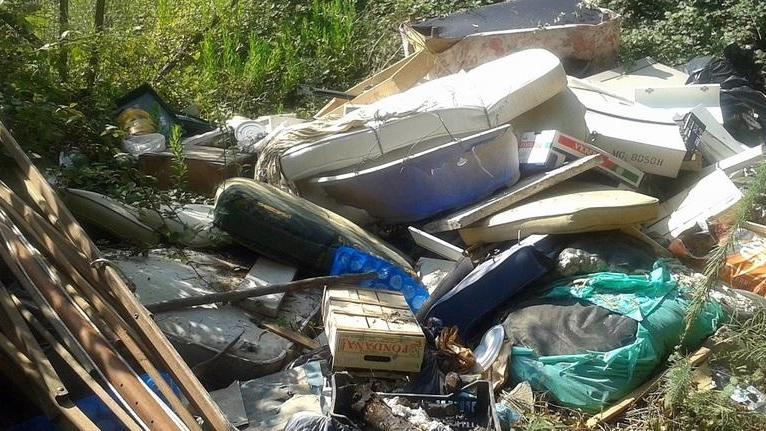 Inciviltà in via dell’Uliveta, c’è una discarica in mezzo al bosco