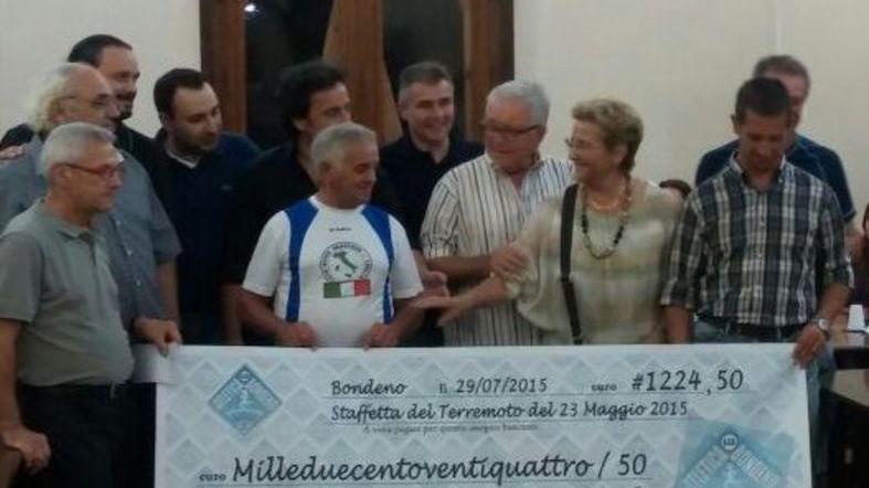 Staffetta terremoto, consegnato il ricavato