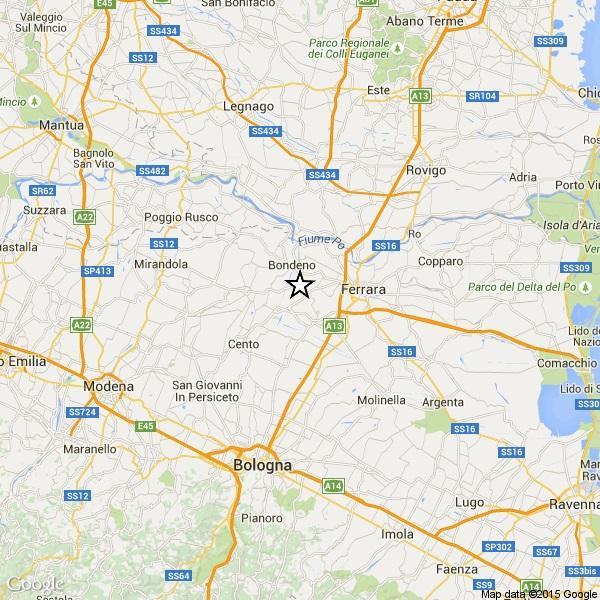La mappa della scossa delle 13.13