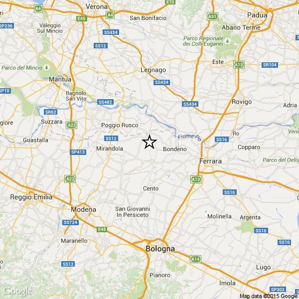 La zona dove è stata avvertita la scossa