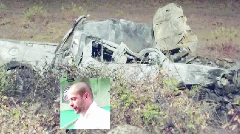 I resti del pick up uscito di strada sulla Galtellì-Dorgali e la vittima Graziano Masuri