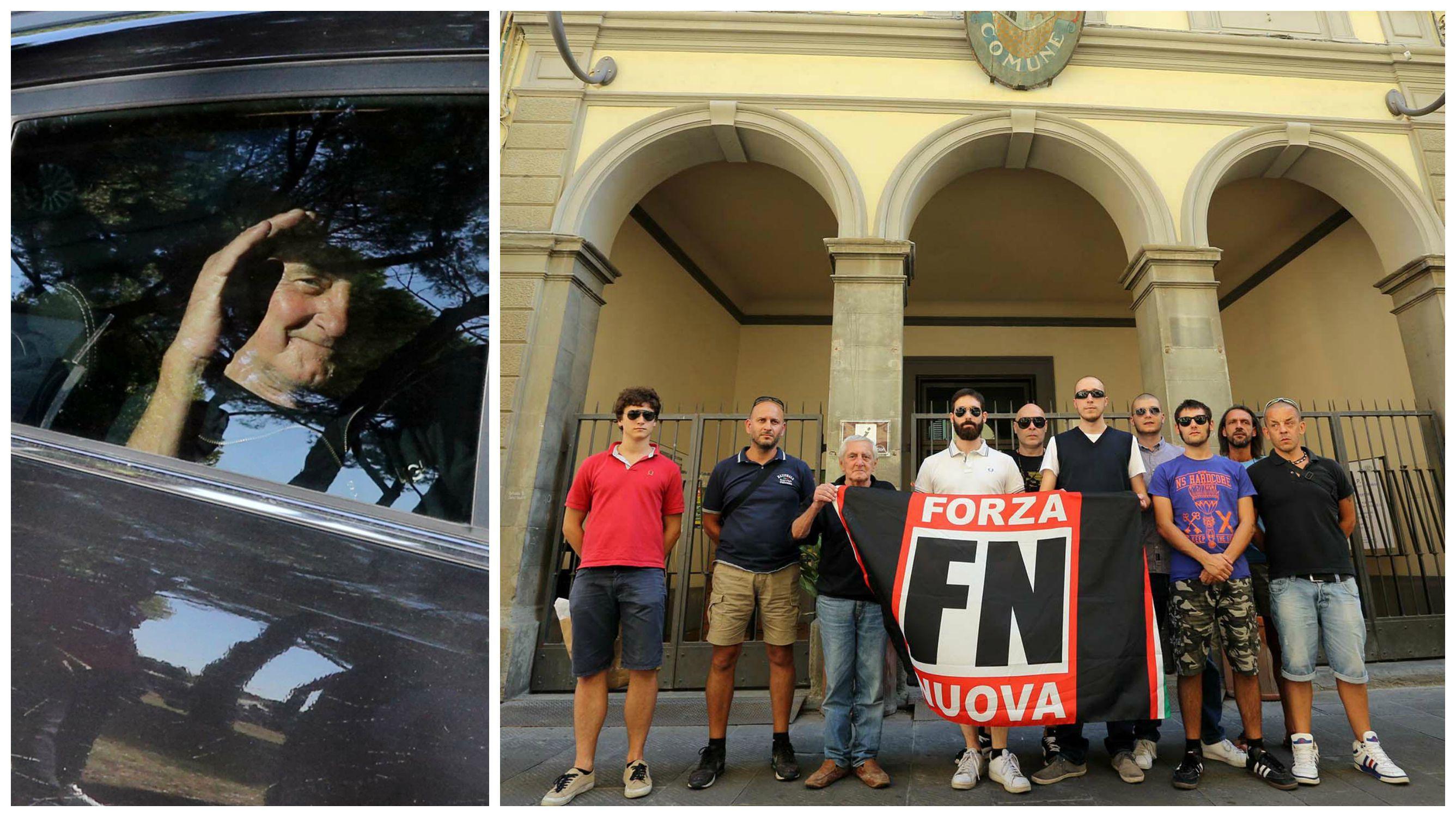 Militanti davanti al municipio e il saluto di Gambini in partenza verso Massa (Foto Agenzia Carlo Sestini)