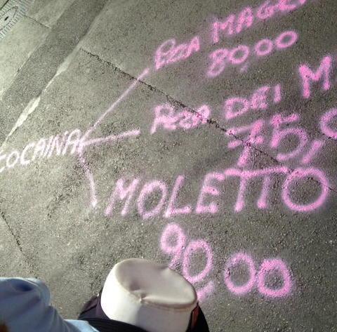 Sorpresa al mercato sull’asfalto compare il tariffario della droga 