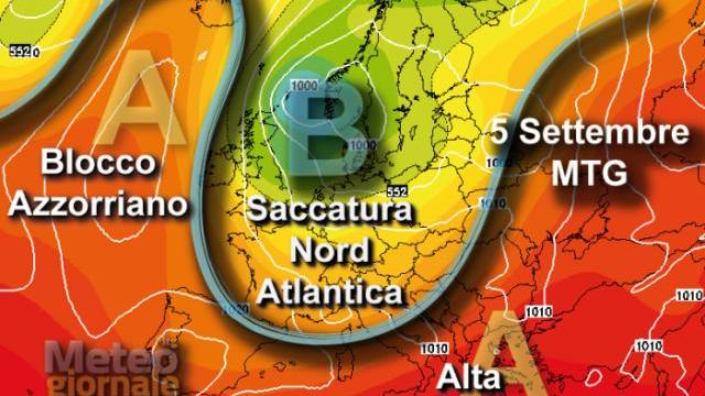 L'ingresso dell'aria fresca secondo "Meteogiornale"