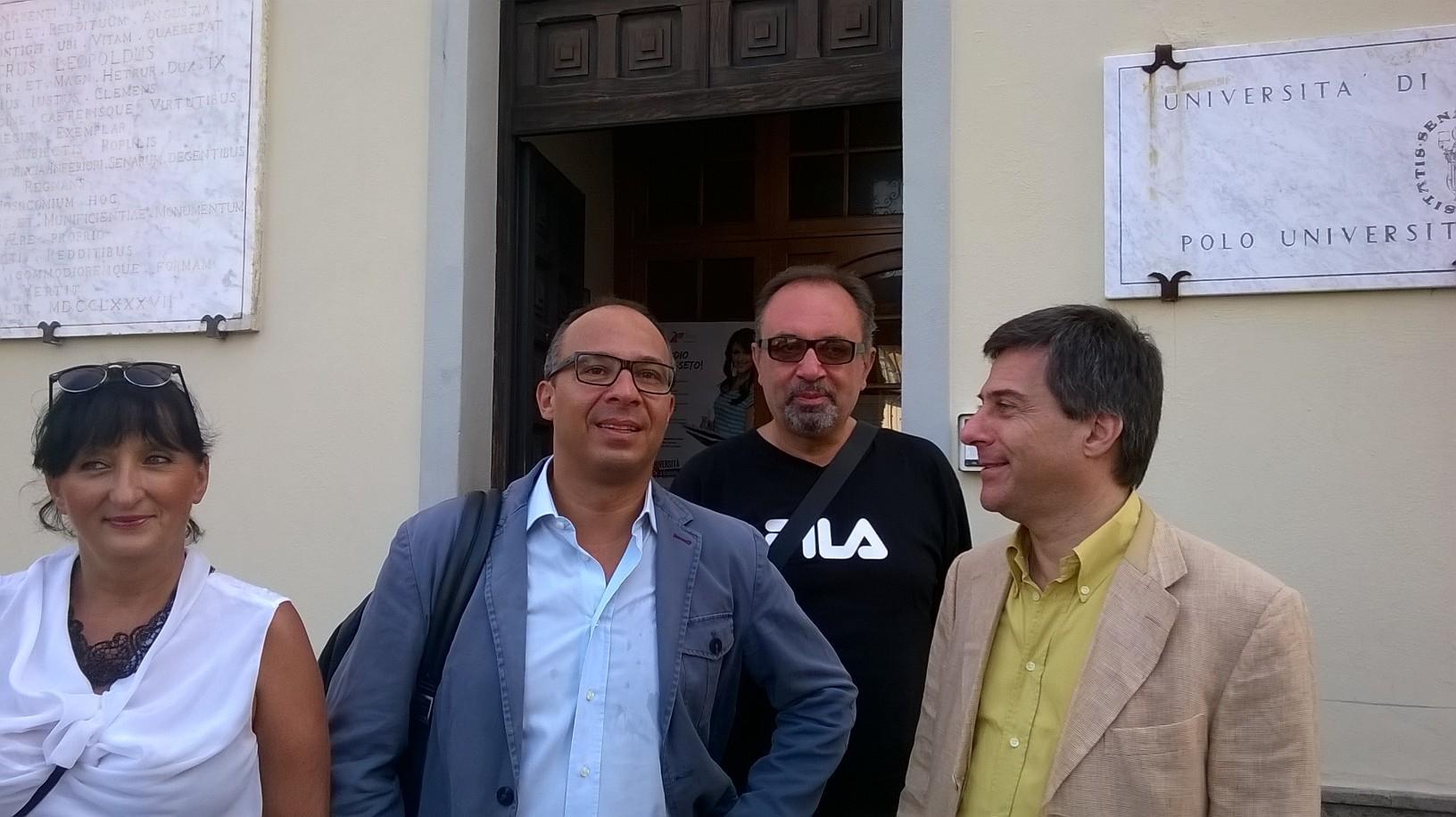 Il sottosegretario Davide Faraone in mezzo al sindaco Bonifazi e all'assessore Stellini 