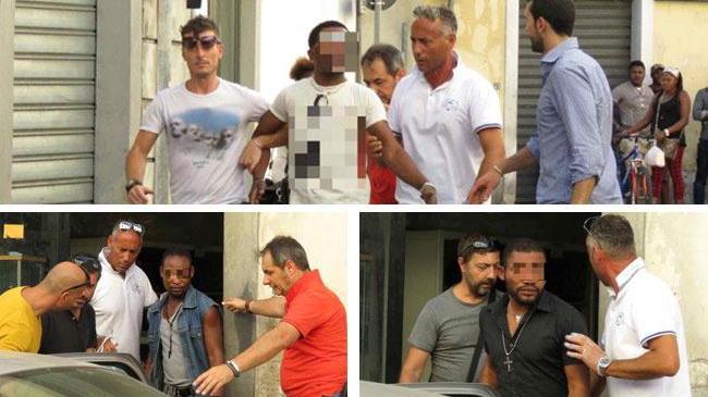Tre dei quattro africani fermati dalla Finanza (foto Batavia)