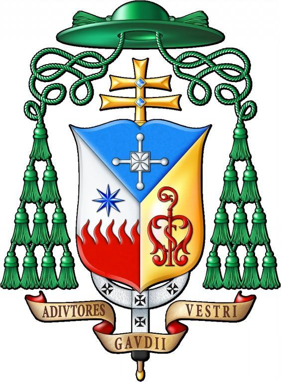 Lo stemma del nuovo vescovo con il motto: "Collaboratore della vostra gioia"