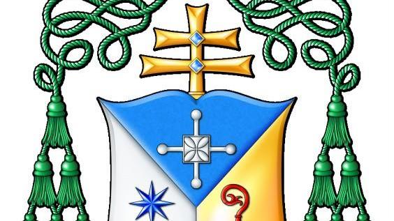 Lo stemma del nuovo vescovo con il motto: "Collaboratore della vostra gioia"