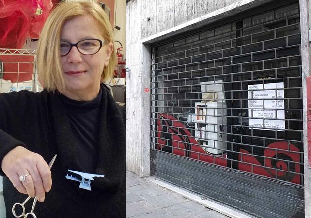 Antonella Scorcucchi e il negozio chiuso dopo la rapina