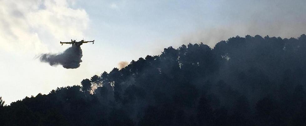 Incendio sul Moneta, cinque case evacuate 