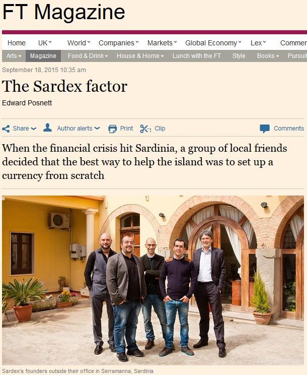 Sul Financial Times un articolo sul Sardex
