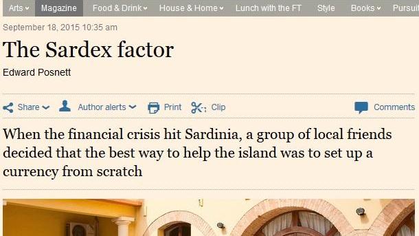 Sul Financial Times un articolo sul Sardex
