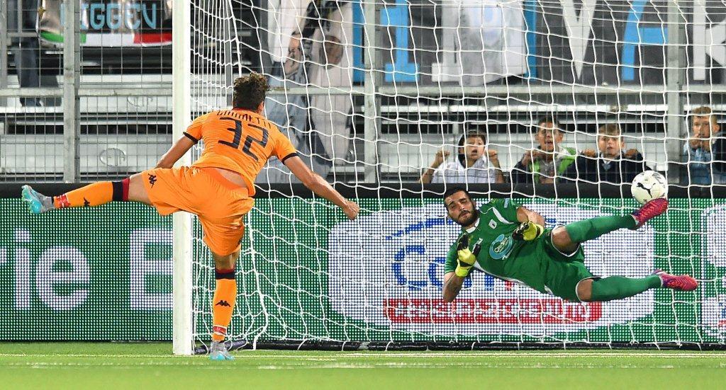 Il gol del pareggio messo a segno su rigore da Giannetti