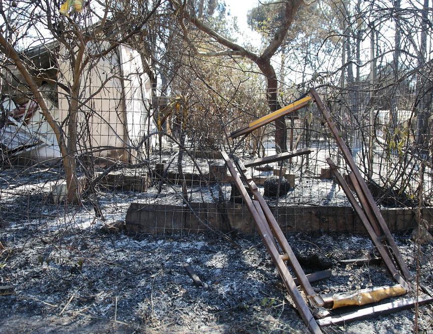 Un'immagine della devastazione provocata dal fuoco nell'area di Sant'Igori