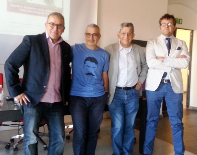L'assessore di Montemurlo Giuseppe Forastiero, il vicepresidente della Provincia Emiliano Citarella, il direttore della Lazzerini Franco Neri, l'assessore alla cultura di Prato, Simone Mangani