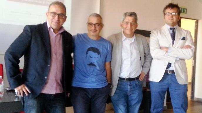 L'assessore di Montemurlo Giuseppe Forastiero, il vicepresidente della Provincia Emiliano Citarella, il direttore della Lazzerini Franco Neri, l'assessore alla cultura di Prato, Simone Mangani