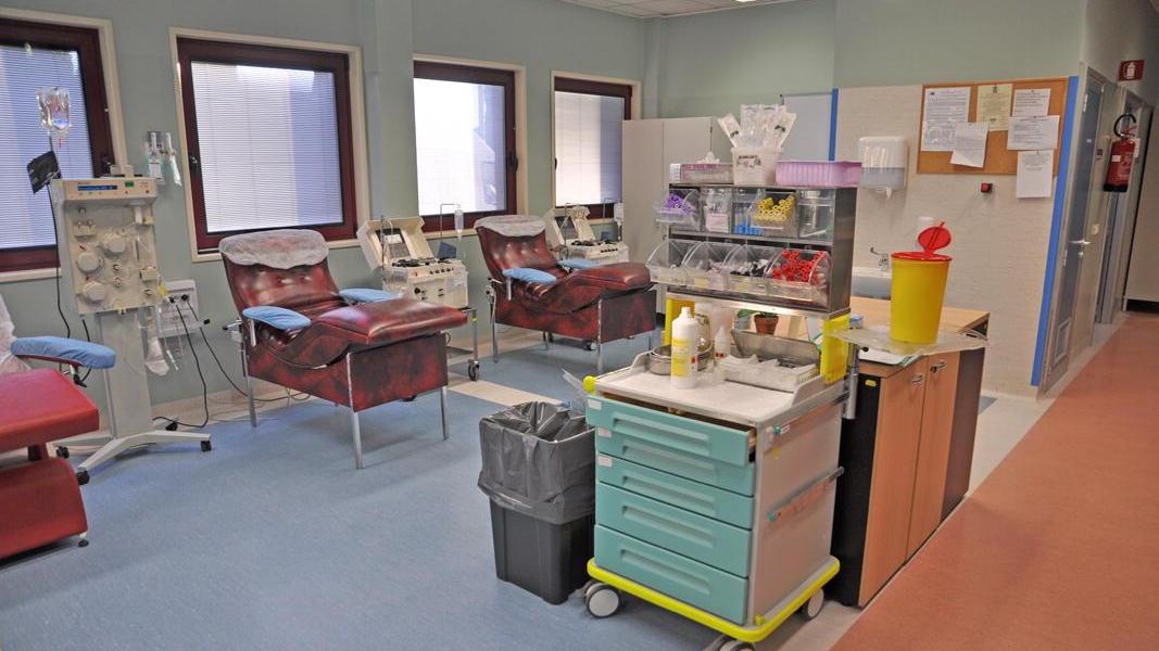 Il centro trasfusionale all'interno dell'ospedale di Cecina