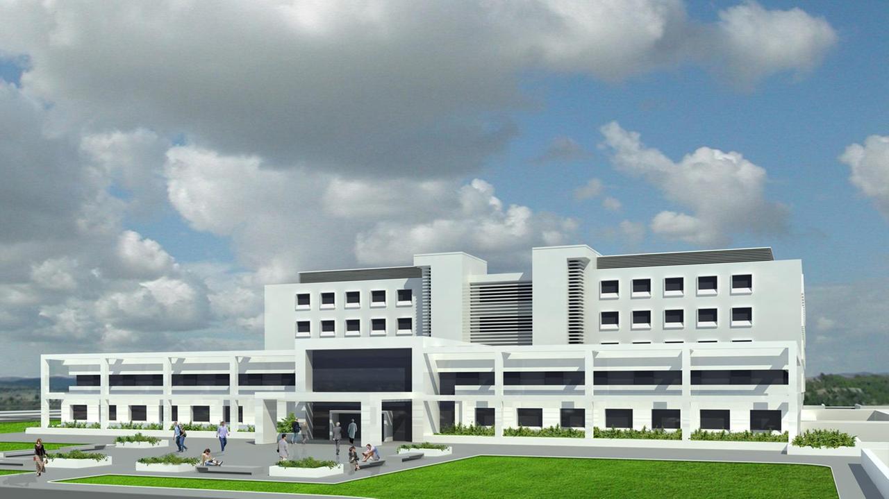 La simulazione del nuovo ospedale che verrà costruito a San Gavino