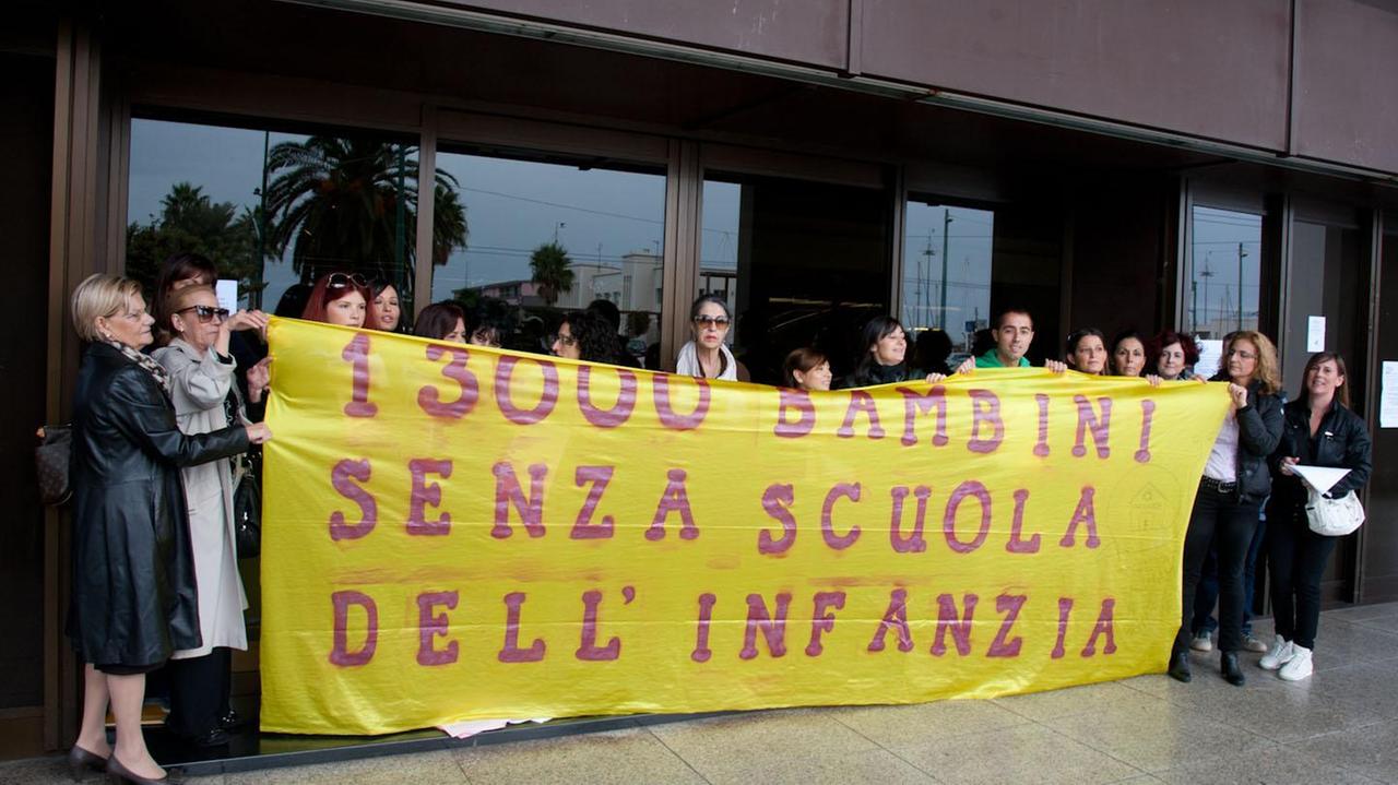 I manifestanti delle scuole paritarie