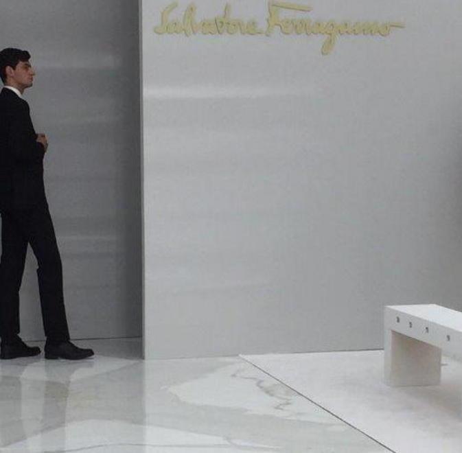 Calacata oro per la sfilata di Ferragamo 