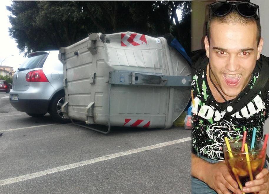 Si schianta in moto contro un cassonetto 