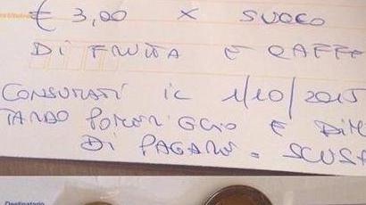 Si dimentica di pagare, invia tre euro al bar Franceschi con una raccomandata