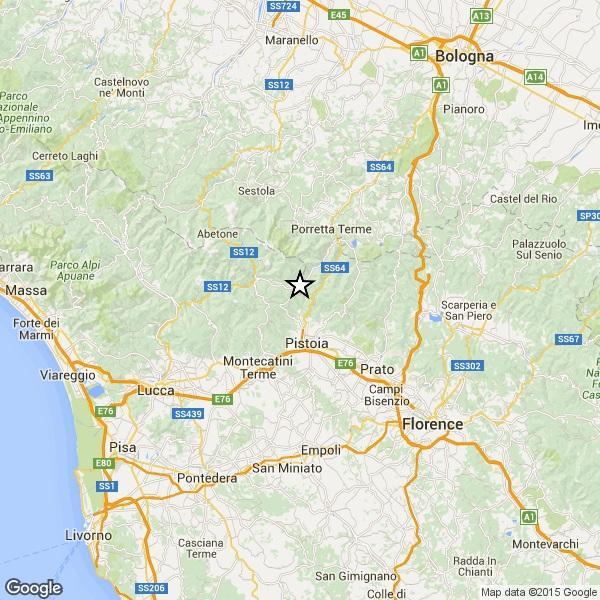Scossa di terremoto sulle colline pistoiesi