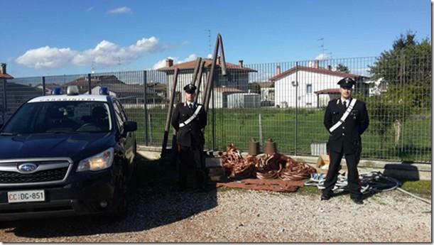 Il rame recuperato dai carabinieri