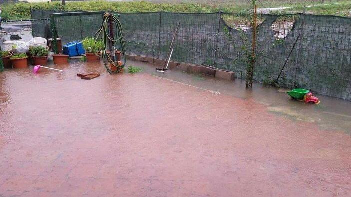 Ad ogni pioggia il suo cortile si trasforma in un piccolo lago