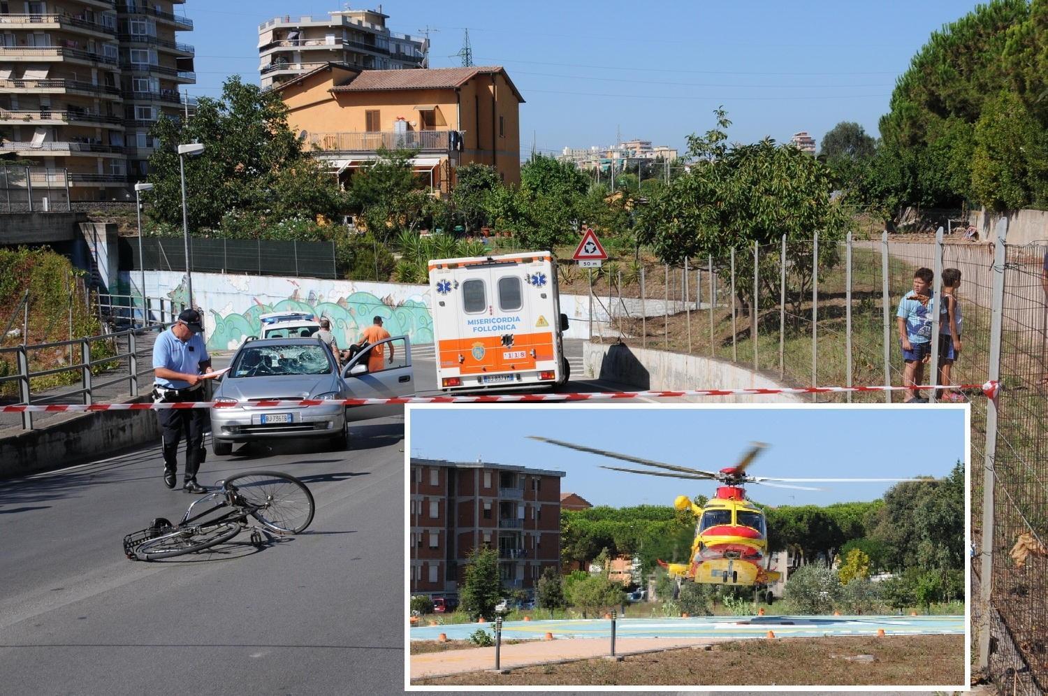 Follonica, via Massetana, 3 agosto 2015, il concitato intervento per portare soccorso al ciclista 