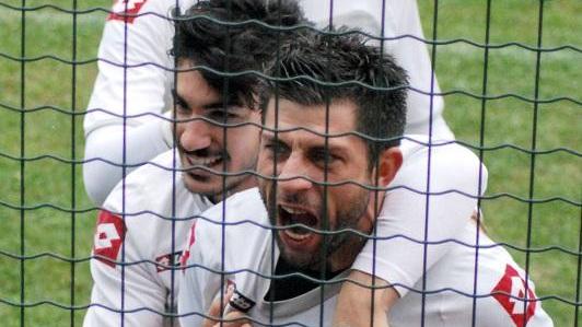 L'esultanza di Donati e l'Argentana nel derby