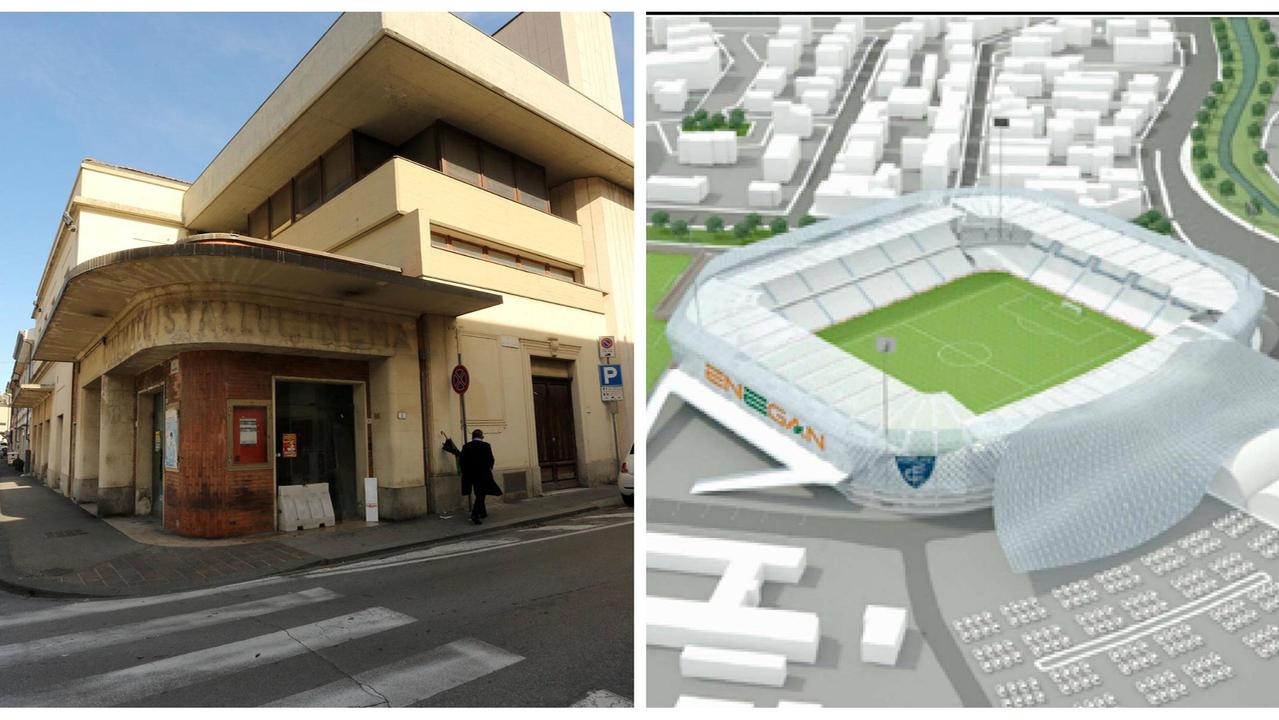 L'ex cinema Cristallo e il porgetto dell'Enegan Stadium