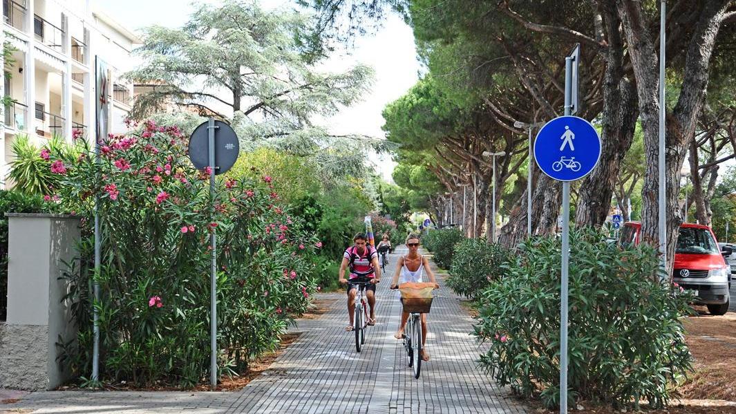 La pista ciclabile che collega Cecina a Marina lungo il viale della Repubblica