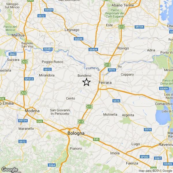 La mappa della scossa avvenuta nella notte