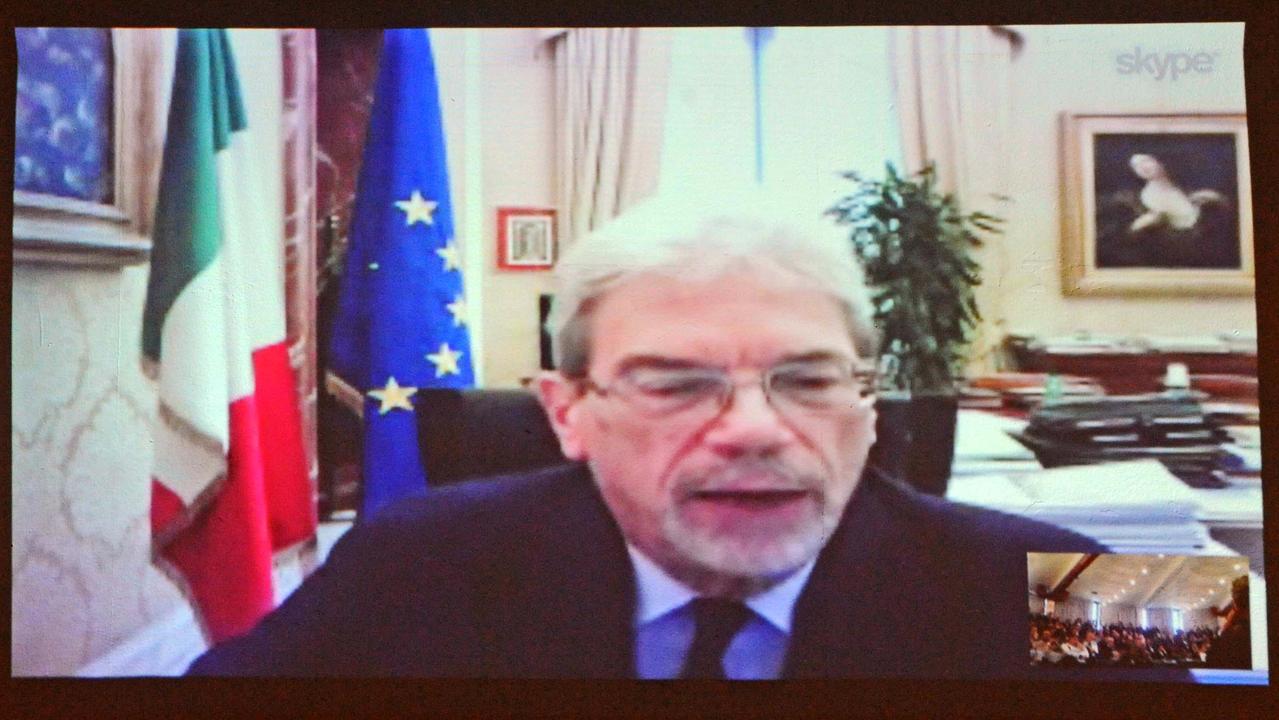 Cluaudio De Vincenti durante il suo intervento in videoconferenza